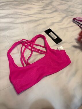 Girls' Strappy Sports Bra - Vibrant Pink